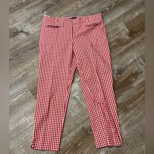 ann taylor red gingham tailored pant